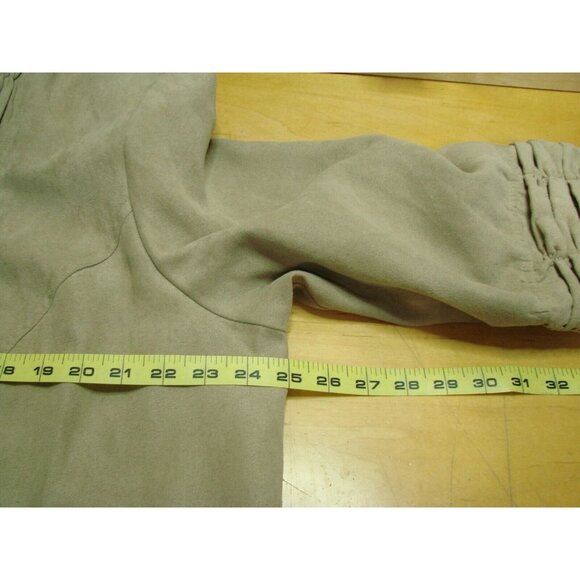 Dressbarn Womens 18/20 Beige Tan Jacket Blazer Long Sleeve Open Front Suede Like - Picture 8 of 11
